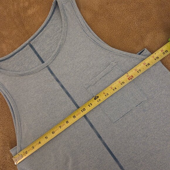 Lucy Dashing Sleeveless Striped Pocket Tank Top Teal Blue Size L Stretch Casual - Picture 8 of 9